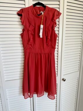 BCBGeneration Coral Ruffle-Sleeve Mini Dress